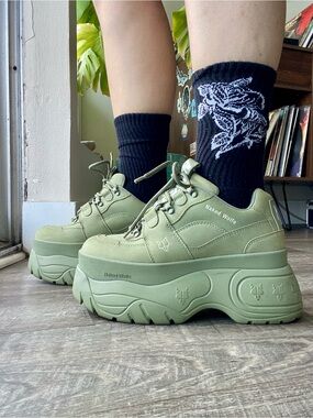 Naked Wolfe Olive Green Sinner Platform Sneakers